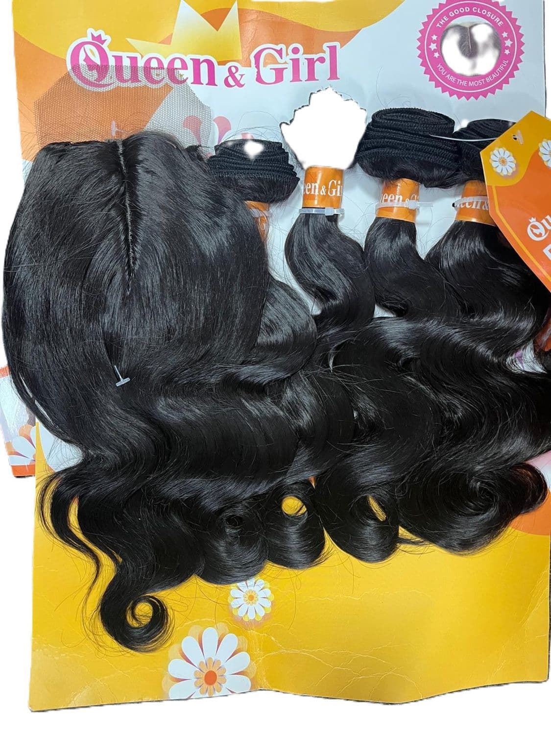 QUEEN & GIRL BODY WAVE % HUMAN HAIR with closure