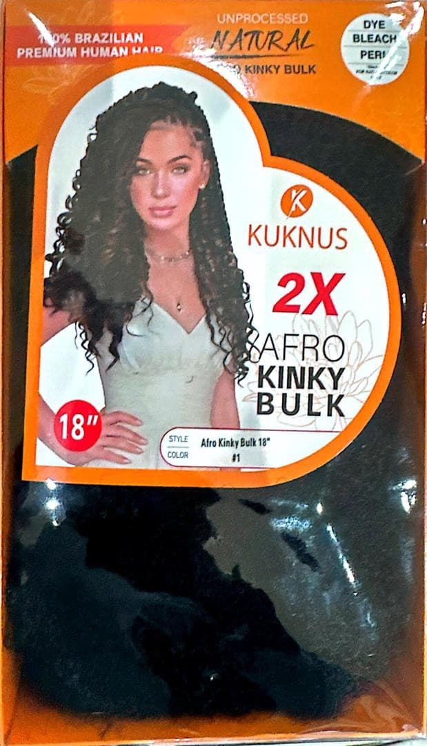 KUKNUS 100% BRAZILIAN HUMAN HAIR AFRO KINKY BULK 18" 3