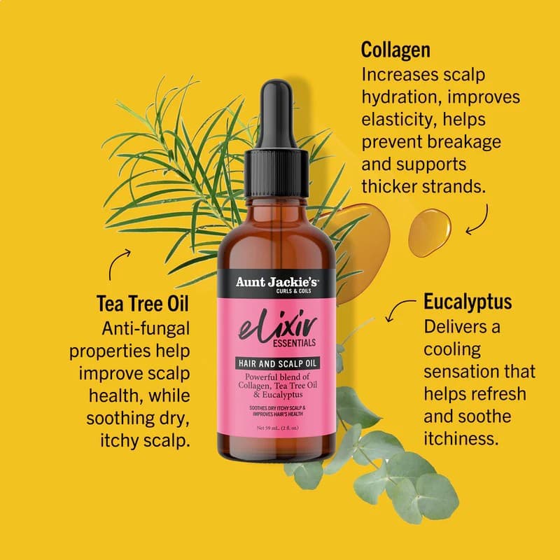 AUNT JACKIE'S Collagen, Tea Tree Oil & Eucalyptus Elixir Hair & Scalp Oil 3