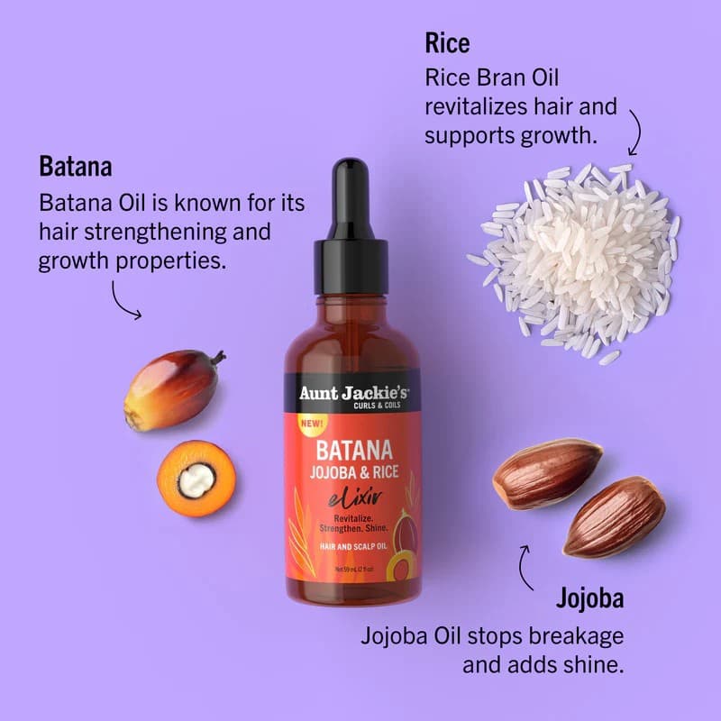 AUNT JACKIE'S BATANA JOJOBA & RICE ELIXIR  HAIR and SCALP OIL 2